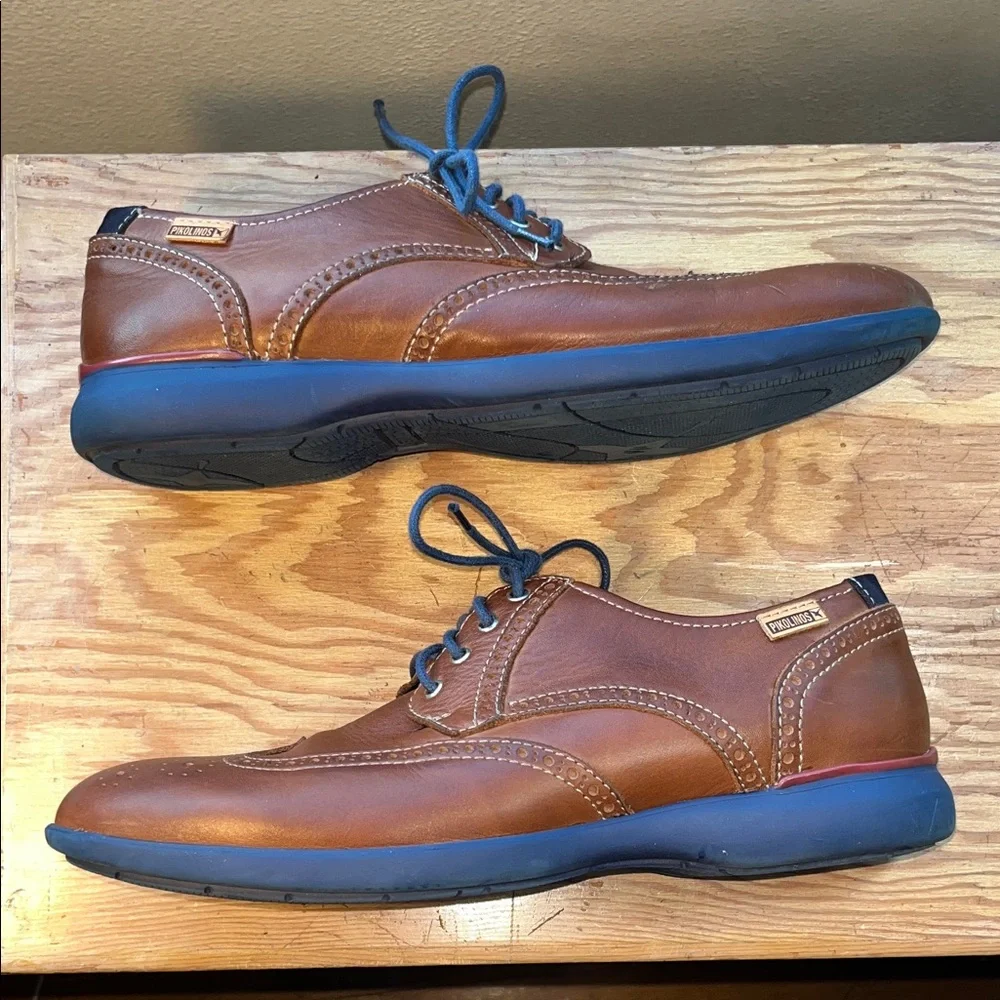 PIKOLINOS Tan Brown‎ Leather Men's Oxfords Wingtips Walking Soles 8
